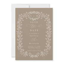 Taupe and Beige Floral Line Art 