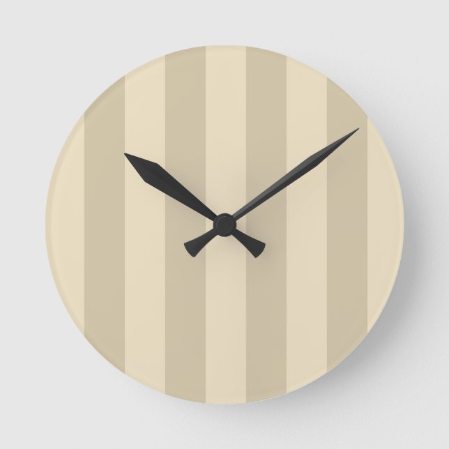 Taupe And Beige Striped Wall Clock (Front)