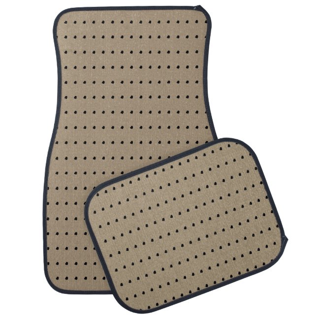 Taupe and Black Polka Dots  Car Mats Full Set (Set)