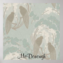 Taupe and Blue Paradise Garden Pattern
