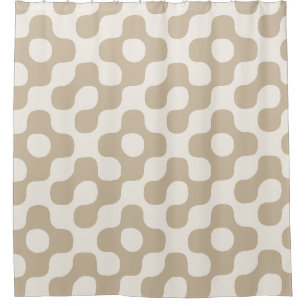 Taupe and Cream Bold Retro Geometric Dots Shower Curtain
