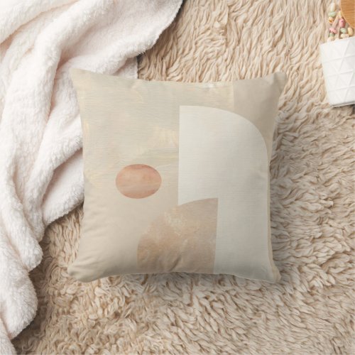 Taupe and Cream Paintbrush Abstract Throw Pillow