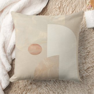 Taupe and Cream Paintbrush Abstract Throw Pillow