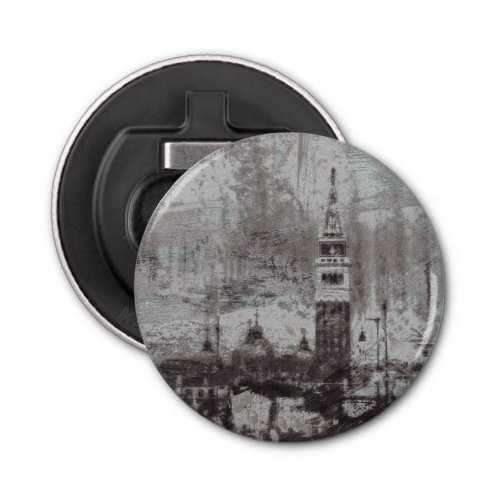 Taupe and Cyan Distressed Skyline Venice Italy Bottle Opener
