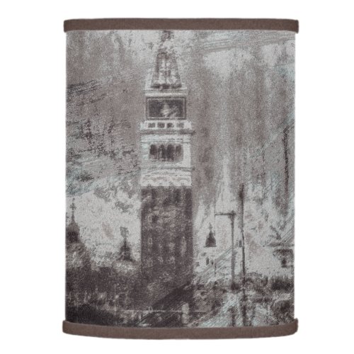 Taupe and Cyan Distressed Skyline Venice Italy Lamp Shade