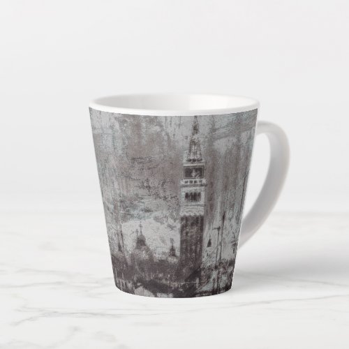 Taupe and Cyan Distressed Skyline Venice Italy Latte Mug