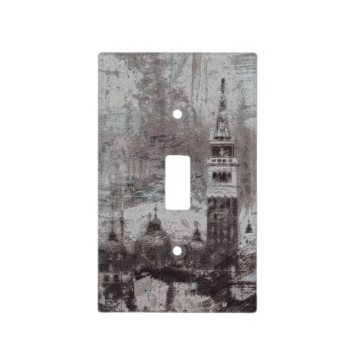 Taupe and Cyan Distressed Skyline Venice Italy Light Switch Cover