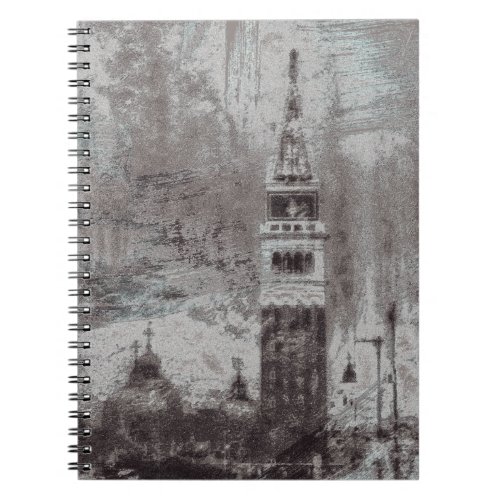 Taupe and Cyan Distressed Skyline Venice Italy Notebook