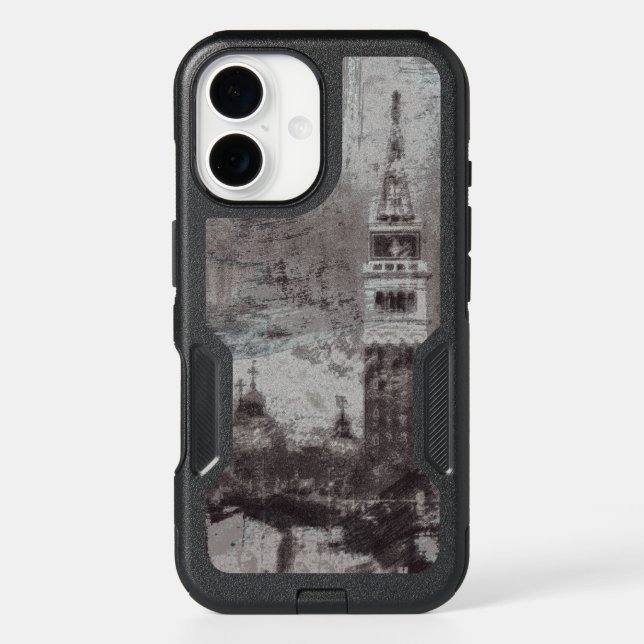 Taupe and Cyan Distressed Skyline Venice Italy Otterbox iPhone Case (Back)