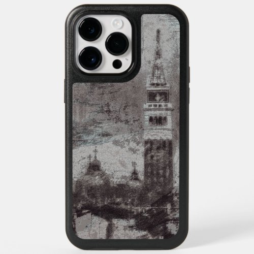 Taupe and Cyan Distressed Skyline Venice Italy OtterBox iPhone 14 Pro Max Case