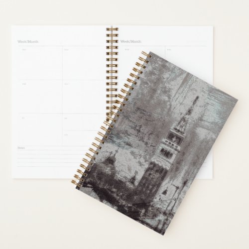 Taupe and Cyan Distressed Skyline Venice Italy Planner