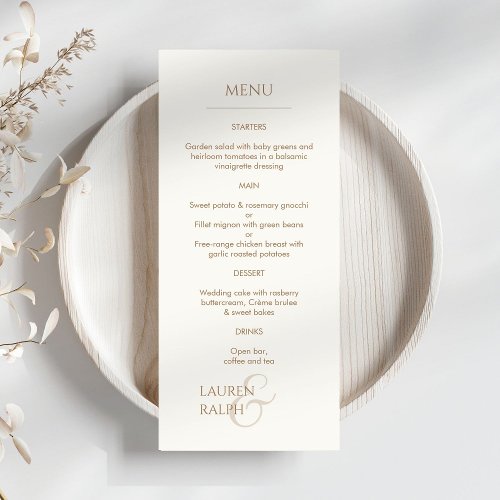 Taupe and Ivory Monogrammed Wedding Menu