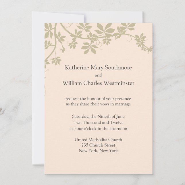 Taupe And Ivory Wedding Invitations (Front)