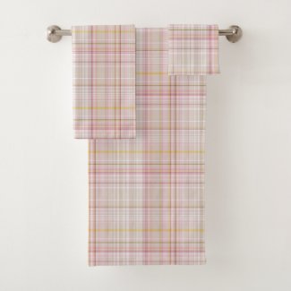 Taupe and Pink Colorful Plaid  