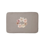 Taupe and Pink Floral Bath Mat | Elegant Bathroom 