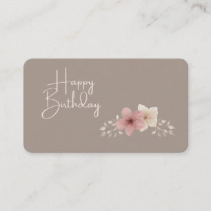 Taupe and Pink Floral Birthday Enclosure Card
