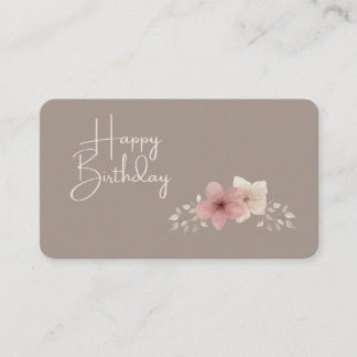 Taupe and Pink Floral Birthday Enclosure Card