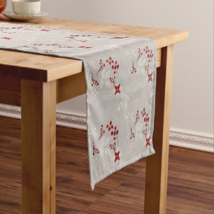 Taupe and RedTaika Folk Art  Short Table Runner