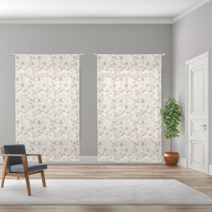 Taupe and Silvery Smoke Floral Sheer Curtains