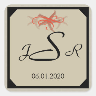 Taupe and Tangerine Seaside Monogram Sticker