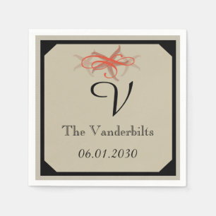 Taupe and Tangerine Seaside Wedding Napkins