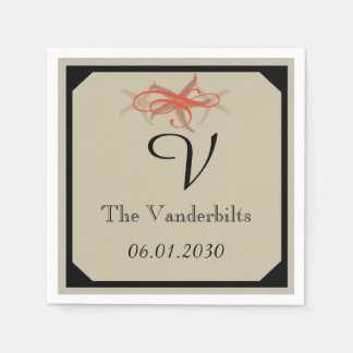 Taupe and Tangerine Seaside Wedding Napkins