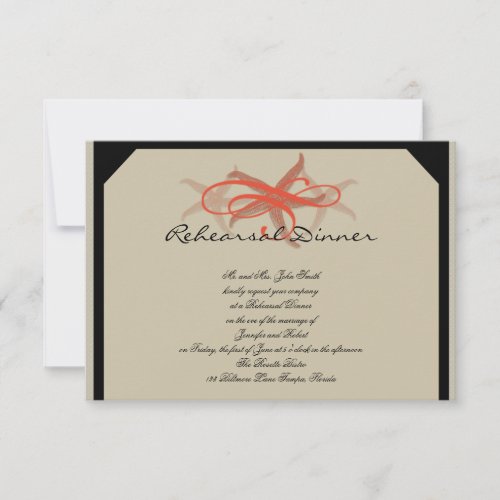 Taupe and Tangerine Seaside Wedding Rehearsal Personalized Announcement