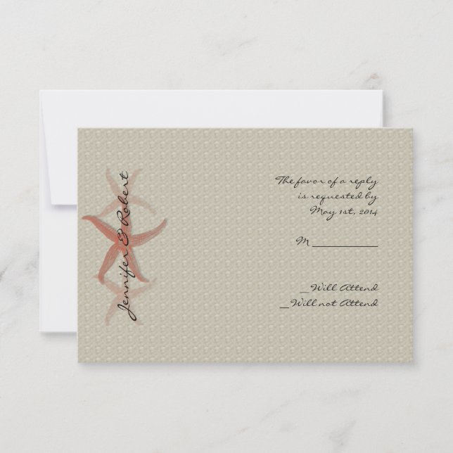 Taupe and Tangerine Seaside Wedding Response Card (Front)
