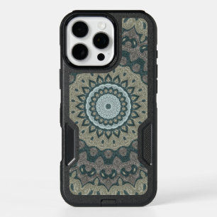 Taupe and Teal Mandala with Tribal Symmetry iPhone 16 Pro Max Case