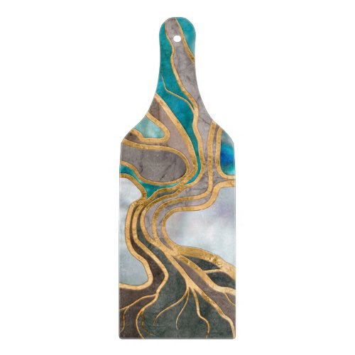 Taupe and teal Marble Tree of life Cutting Board