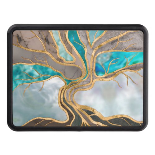 Taupe and teal Marble Tree of life Hitch Cover