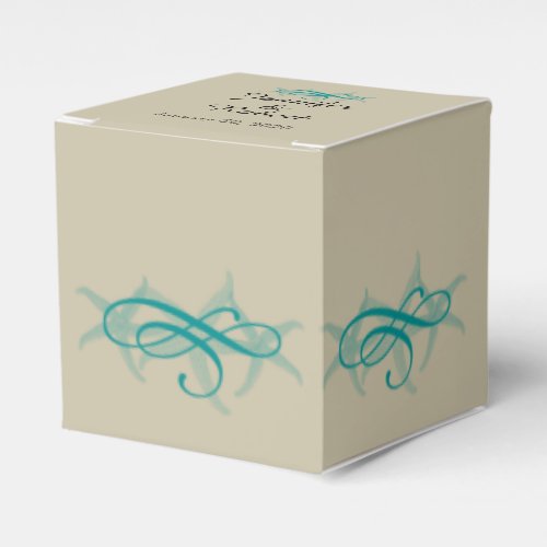 Taupe and Teal Seaside Wedding Favor Boxes