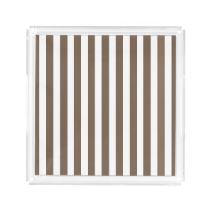 Taupe and white candy stripes acrylic tray