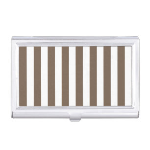 Taupe and white candy stripes business card case