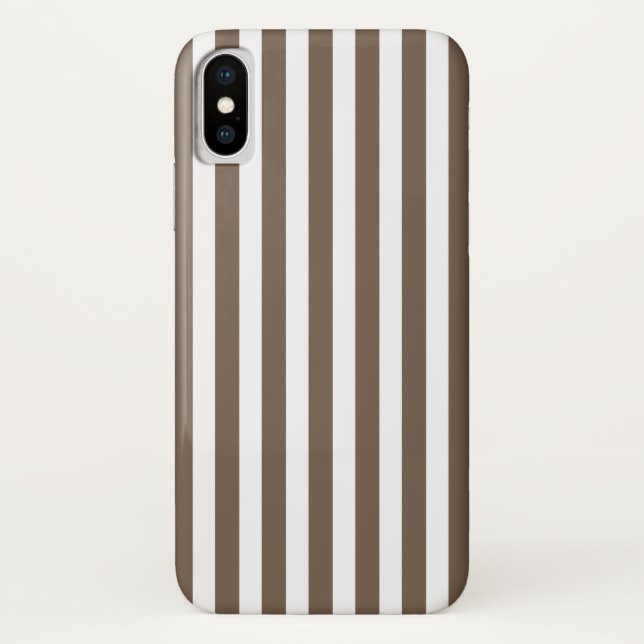 Taupe and white candy stripes Case-Mate iPhone case (Back)