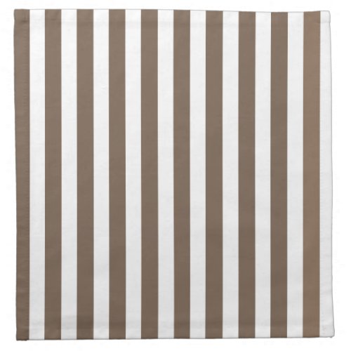 Taupe and white candy stripes cloth napkin