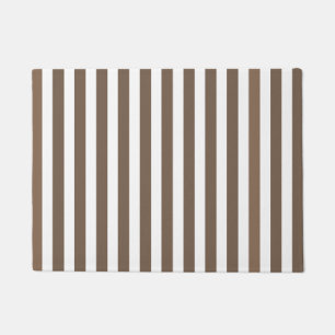 Taupe and white candy stripes doormat