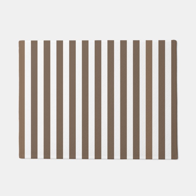 Taupe and white candy stripes doormat (Front)