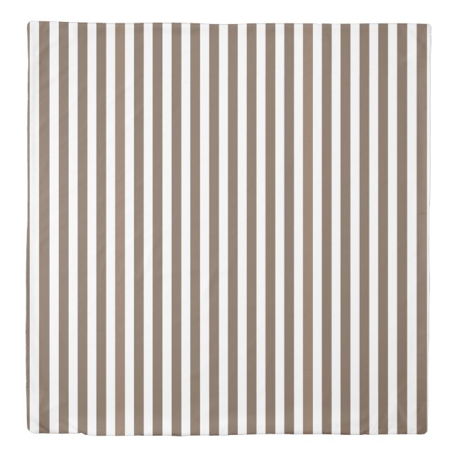 Taupe and white candy stripes duvet cover (Front)