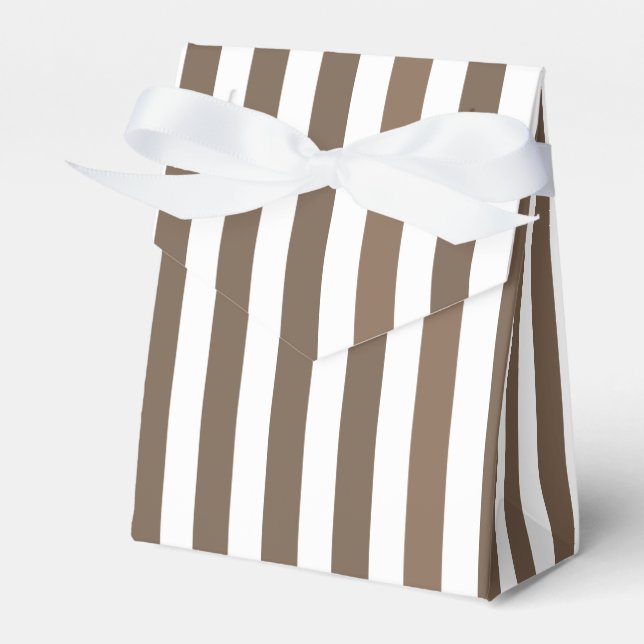 Taupe and white candy stripes favor boxes (Front Side)