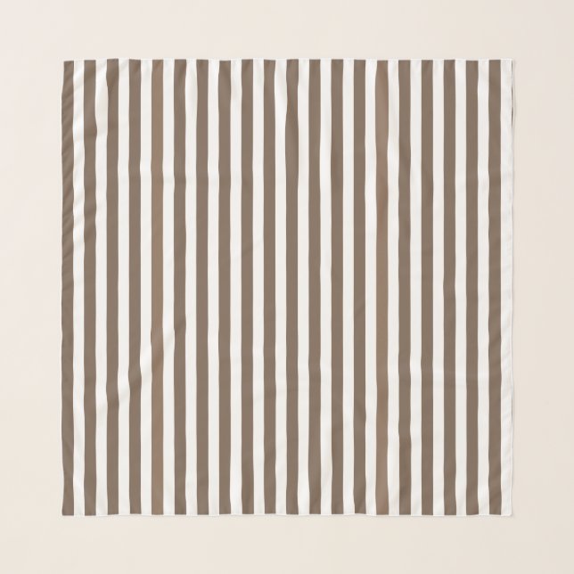 Taupe and white candy stripes scarf (Front)