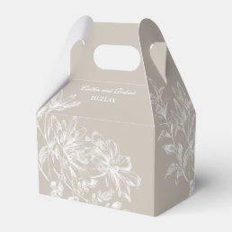 Taupe and White Elegant Floral Wedding Favor Box