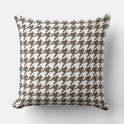 Taupe and White Houndstooth Pattern Throw Pillow