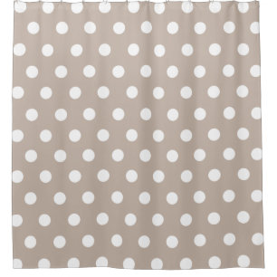 Taupe and White Polka Dot pattern Shower Curtain