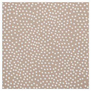 Taupe And White Random Polka Dot Spotted Print Fabric