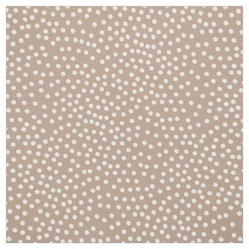 Taupe And White Random Polka Dot Spotted Print Fabric