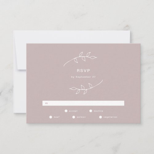 Taupe and White Simple Wreath Wedding RSVP