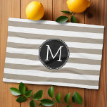 Taupe and White Striped Pattern Black Monogram Towel<br><div class="desc">A simple design with an area for monograms. If you need to adjust the artwork or change the font,  you can click on the customize area. This will take you to the design tool where you can make many changes.</div>
