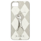 Taupe Argyle Pattern, Personalized Golf