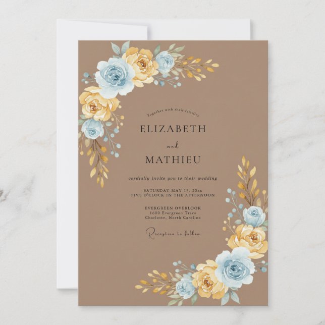 Taupe Azure Painted Wedding Invitation (Front)